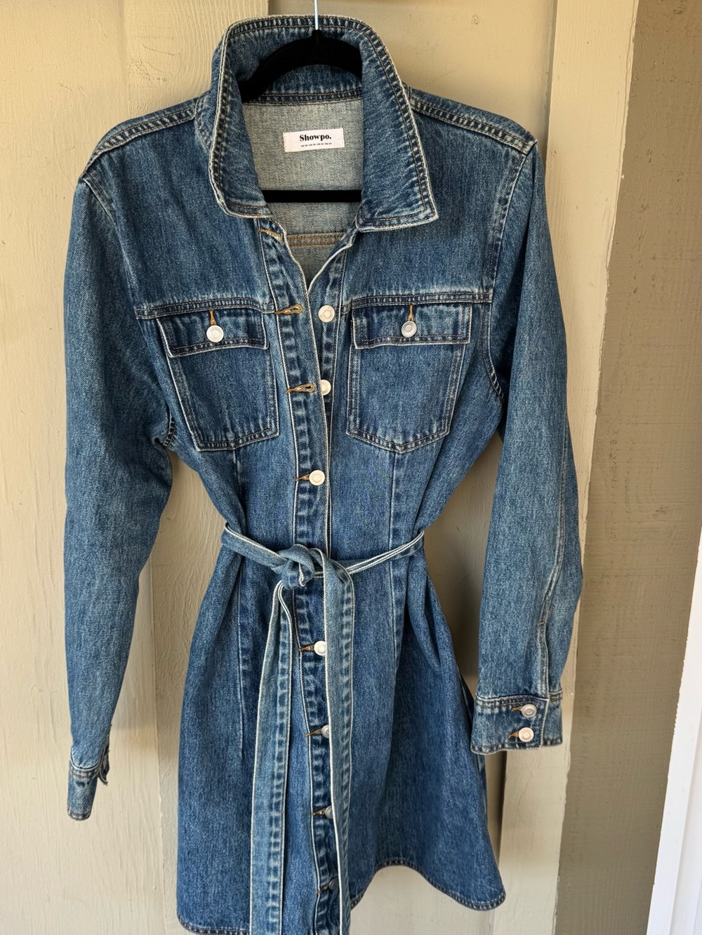 Showpo Light Blue Denim Top with Label
